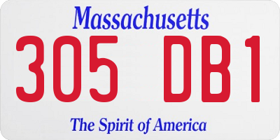 MA license plate 305DB1
