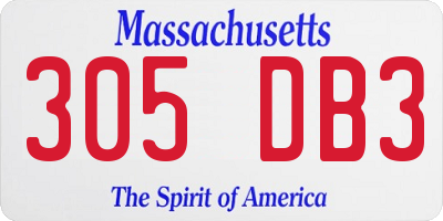 MA license plate 305DB3