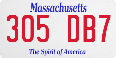 MA license plate 305DB7