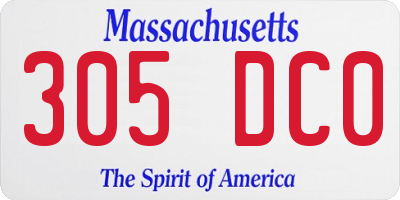 MA license plate 305DC0