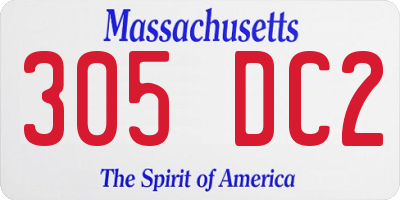 MA license plate 305DC2