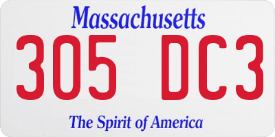 MA license plate 305DC3