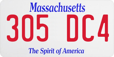 MA license plate 305DC4