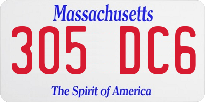 MA license plate 305DC6