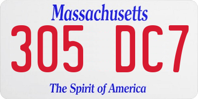 MA license plate 305DC7