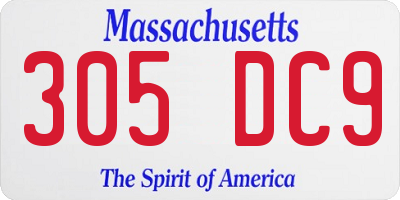 MA license plate 305DC9