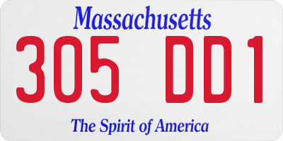 MA license plate 305DD1