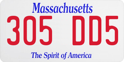 MA license plate 305DD5