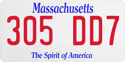 MA license plate 305DD7