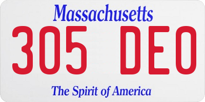 MA license plate 305DE0