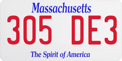 MA license plate 305DE3