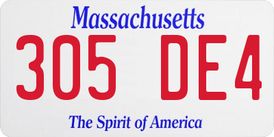 MA license plate 305DE4