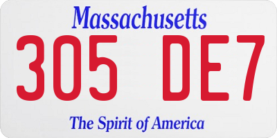 MA license plate 305DE7