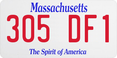 MA license plate 305DF1