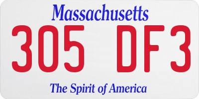 MA license plate 305DF3