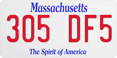 MA license plate 305DF5