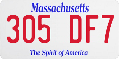 MA license plate 305DF7