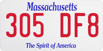 MA license plate 305DF8