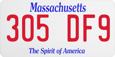 MA license plate 305DF9