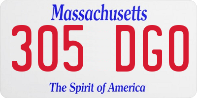 MA license plate 305DG0