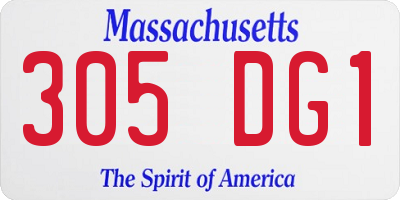 MA license plate 305DG1