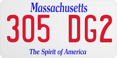 MA license plate 305DG2