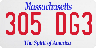 MA license plate 305DG3