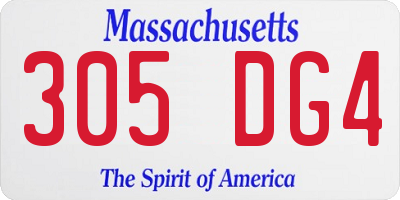 MA license plate 305DG4