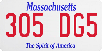MA license plate 305DG5