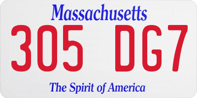 MA license plate 305DG7
