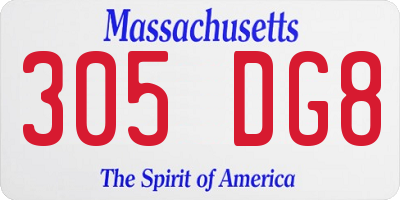 MA license plate 305DG8