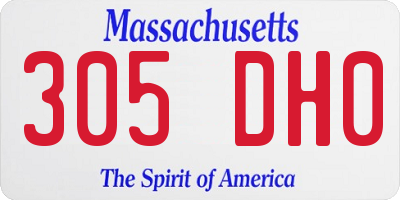 MA license plate 305DH0