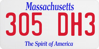 MA license plate 305DH3