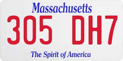 MA license plate 305DH7