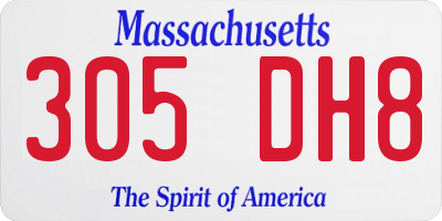 MA license plate 305DH8