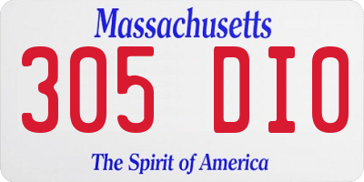 MA license plate 305DI0