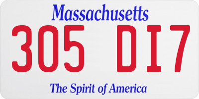 MA license plate 305DI7