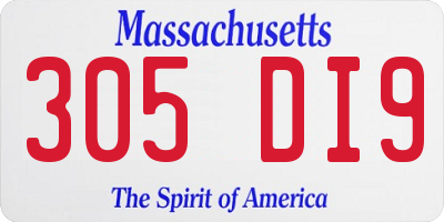 MA license plate 305DI9