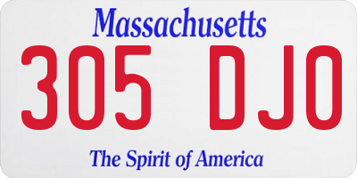 MA license plate 305DJ0