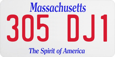 MA license plate 305DJ1