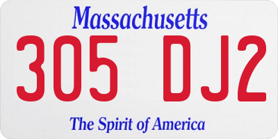 MA license plate 305DJ2