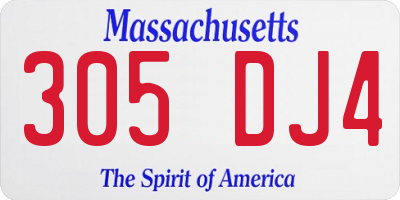 MA license plate 305DJ4