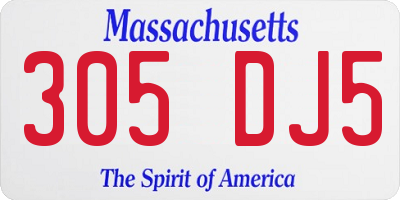 MA license plate 305DJ5