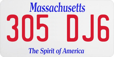 MA license plate 305DJ6