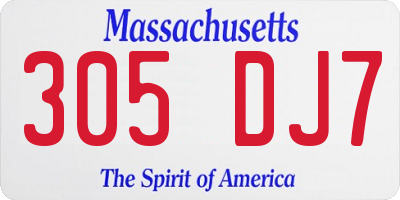 MA license plate 305DJ7