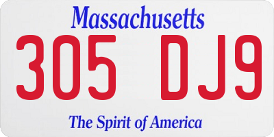 MA license plate 305DJ9