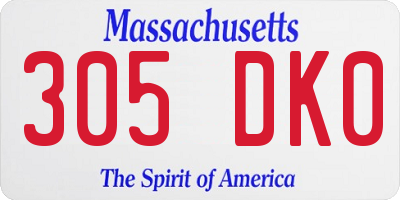 MA license plate 305DK0