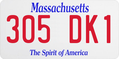 MA license plate 305DK1