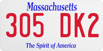 MA license plate 305DK2