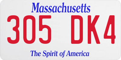 MA license plate 305DK4